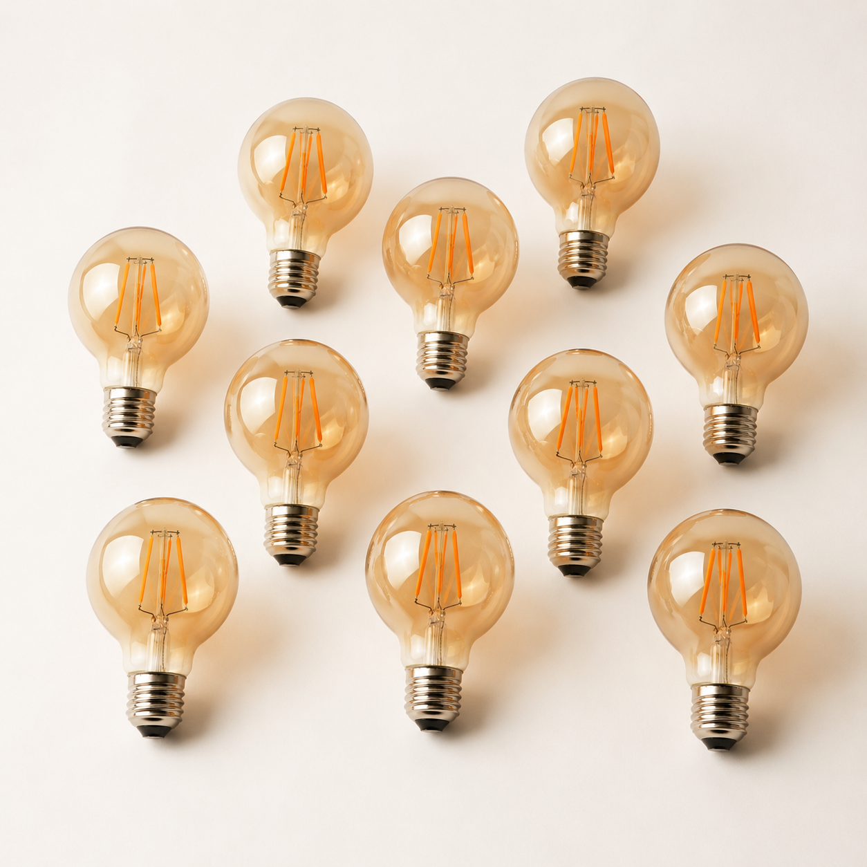 Clerkenwell - Vintage G95 Amber Glass LED Bulbs, E27 Dimmable 2700K, 4W, Pack of 10
