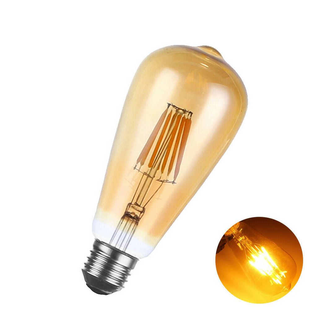 Vintage Edison ST64 LED Filament Bulb – E27 Dimmable Warm White 8W
