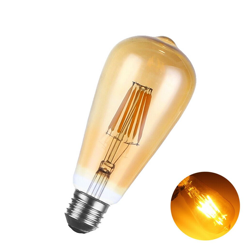 Vintage Edison ST64 LED Filament Bulb – E27 Dimmable Warm White 8W