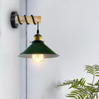 The Rowan Wall Light — Wood Arm, Green Shade