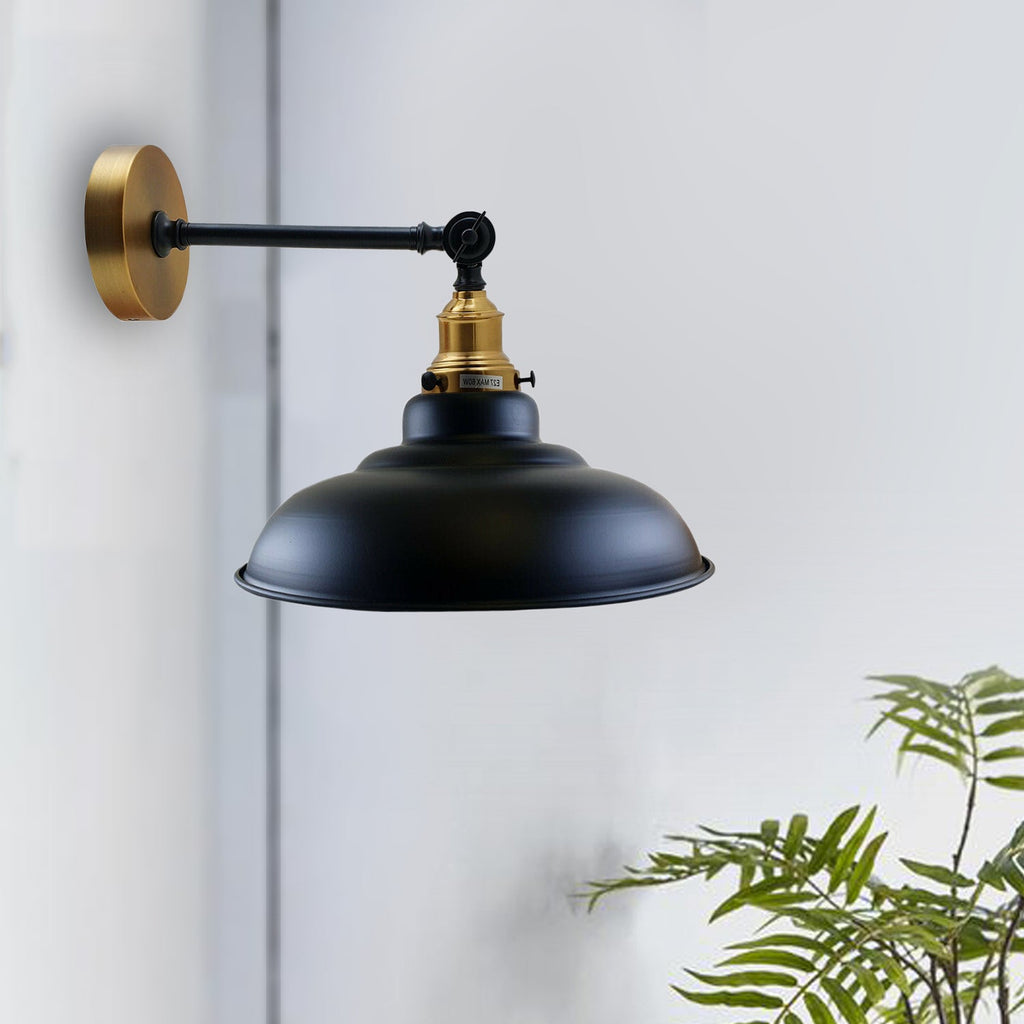 The Barrow Wall Light — Curved Shade Sconce, Brass Fitting
