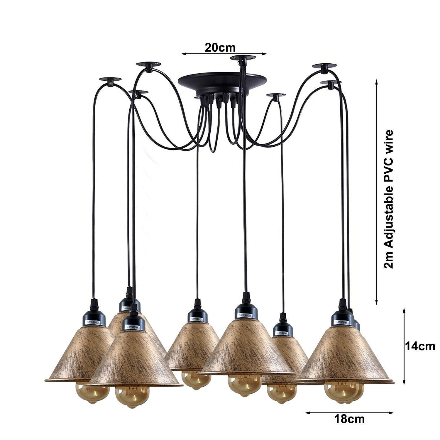 Octavia — 8-Light Spider Pendant in Brass