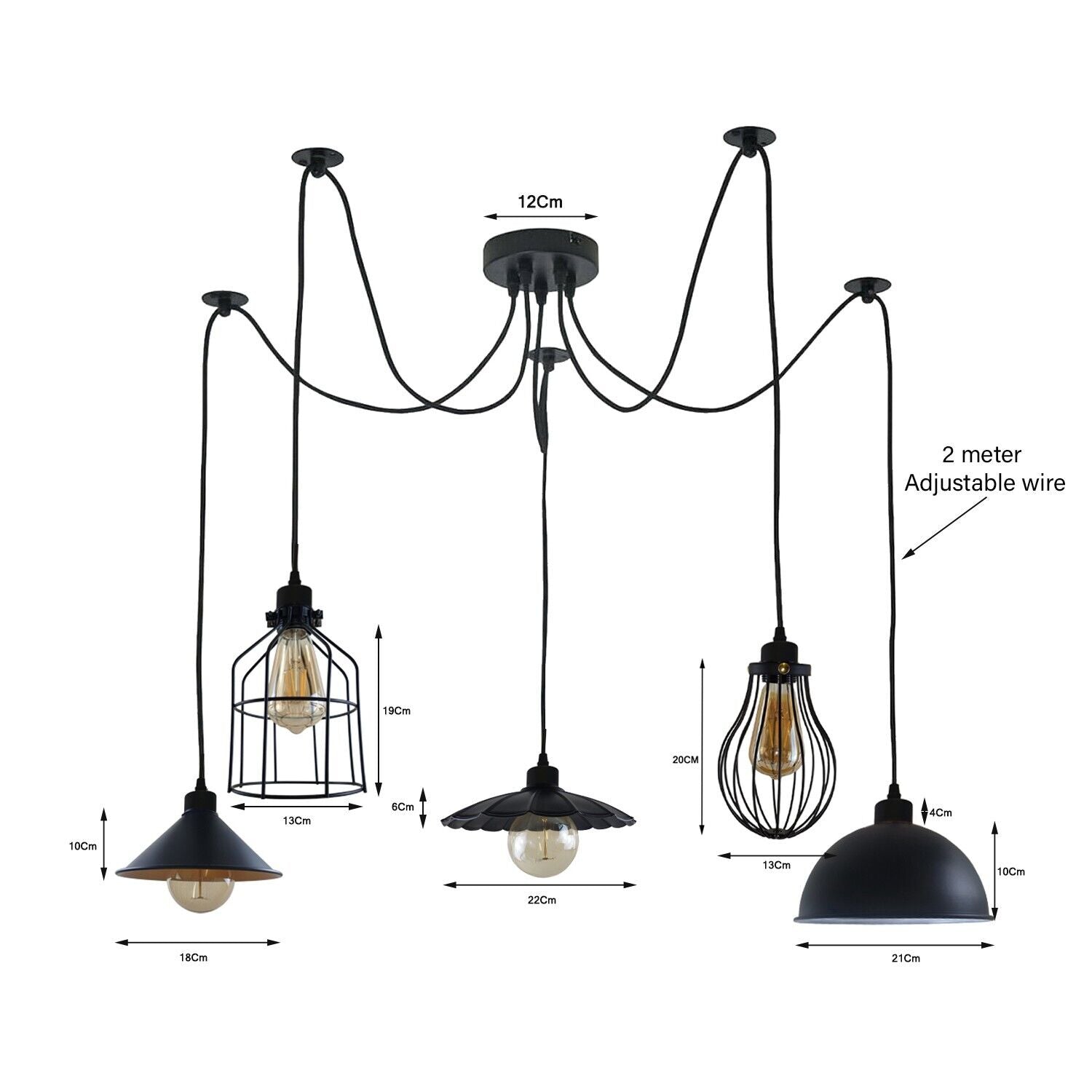 The Widowspire Pendant — 5-Arm Industrial