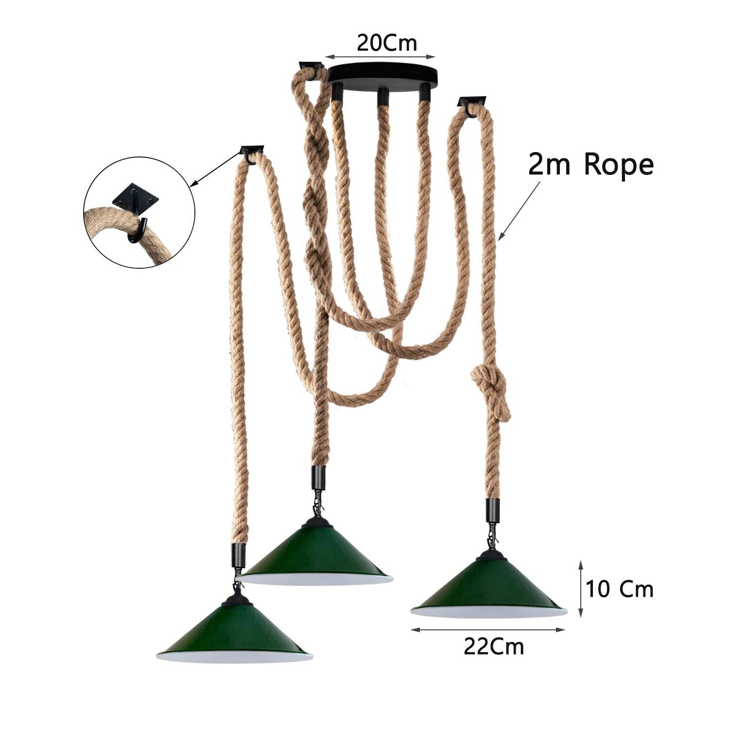 The Marrowdale Pendant Chandelier — Hemp & Cone (3-Head)