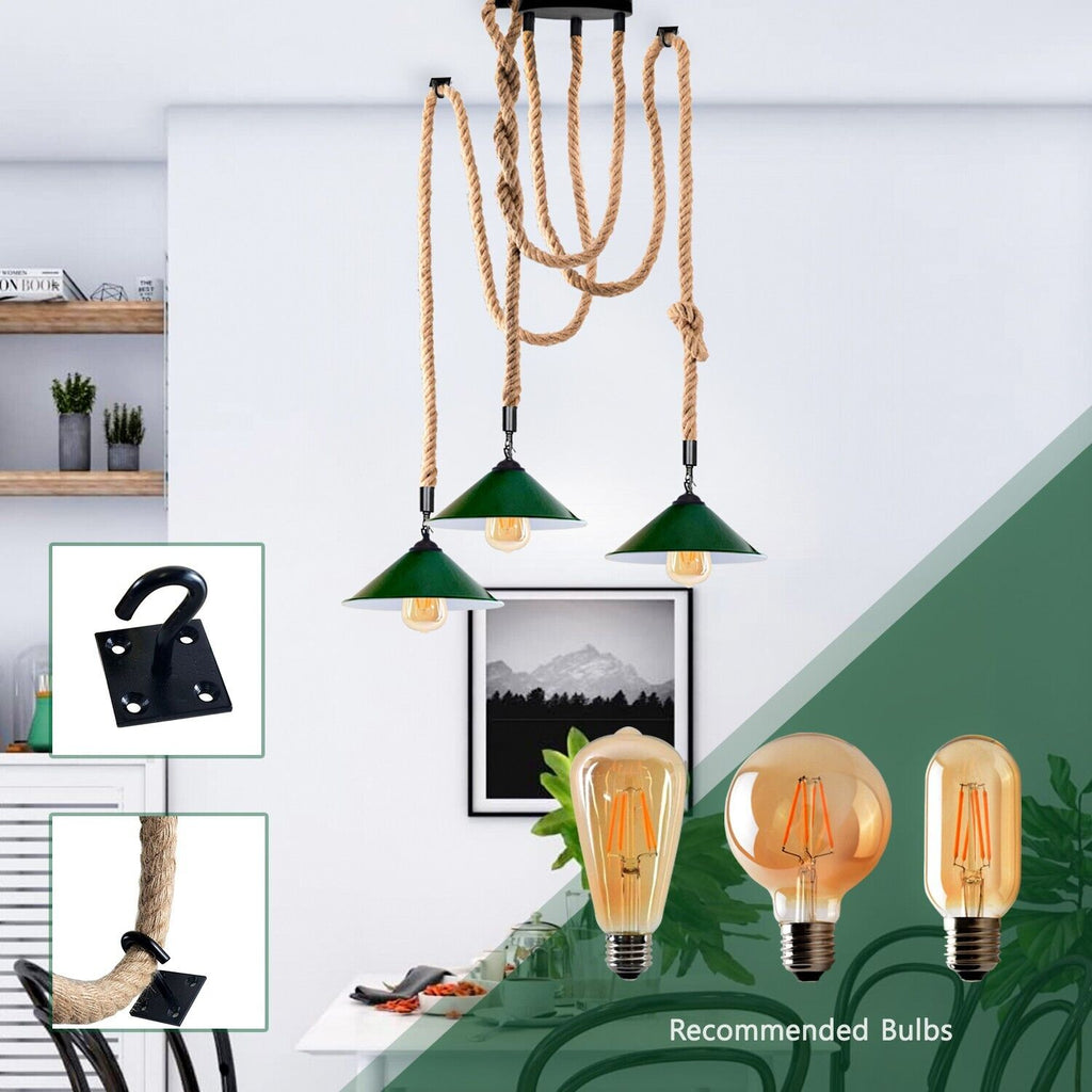 The Marrowdale Pendant Chandelier — Hemp & Cone (3-Head)