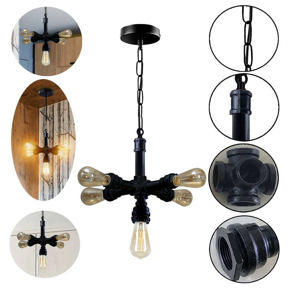 The Wrenhurst Pendant — Black Industrial Pipe Chandelier