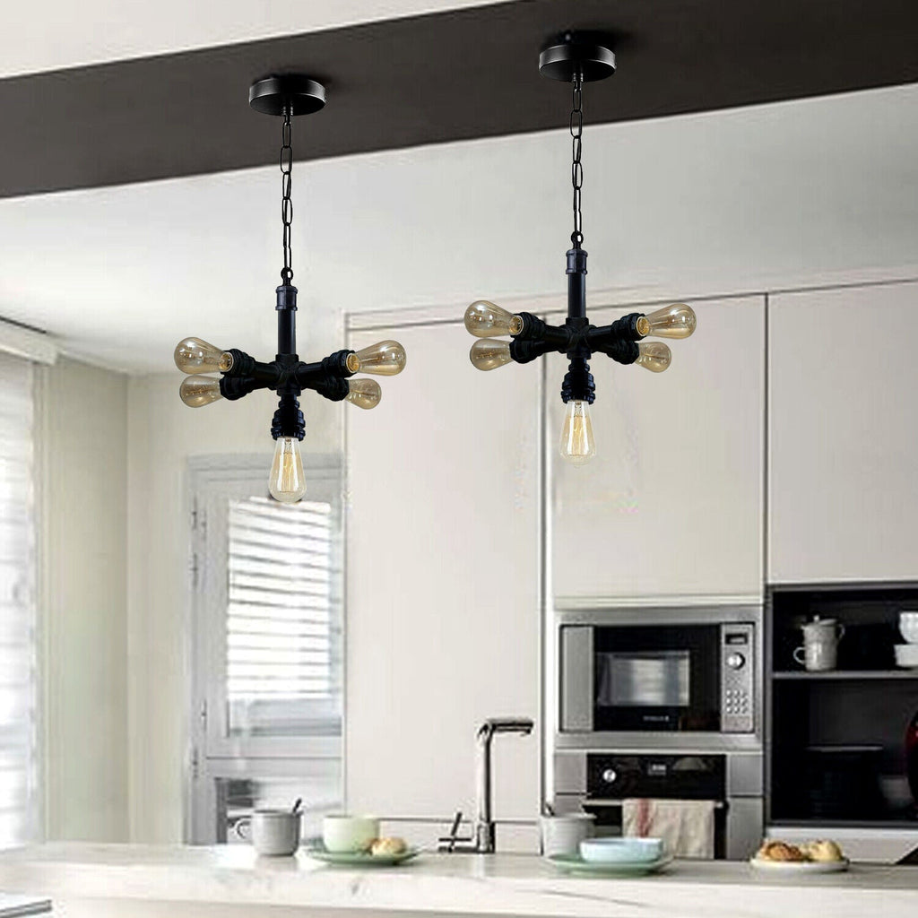 The Wrenhurst Pendant — Black Industrial Pipe Chandelier