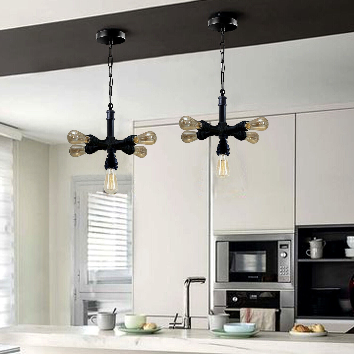 The Wrenhurst Pendant — Black Industrial Pipe Chandelier