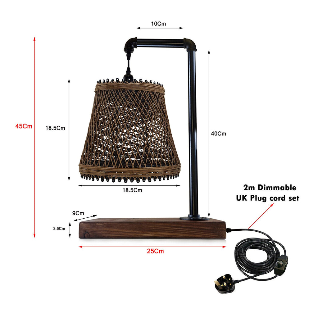 The Halston Lamp — Rattan & Industrial Pipe Design