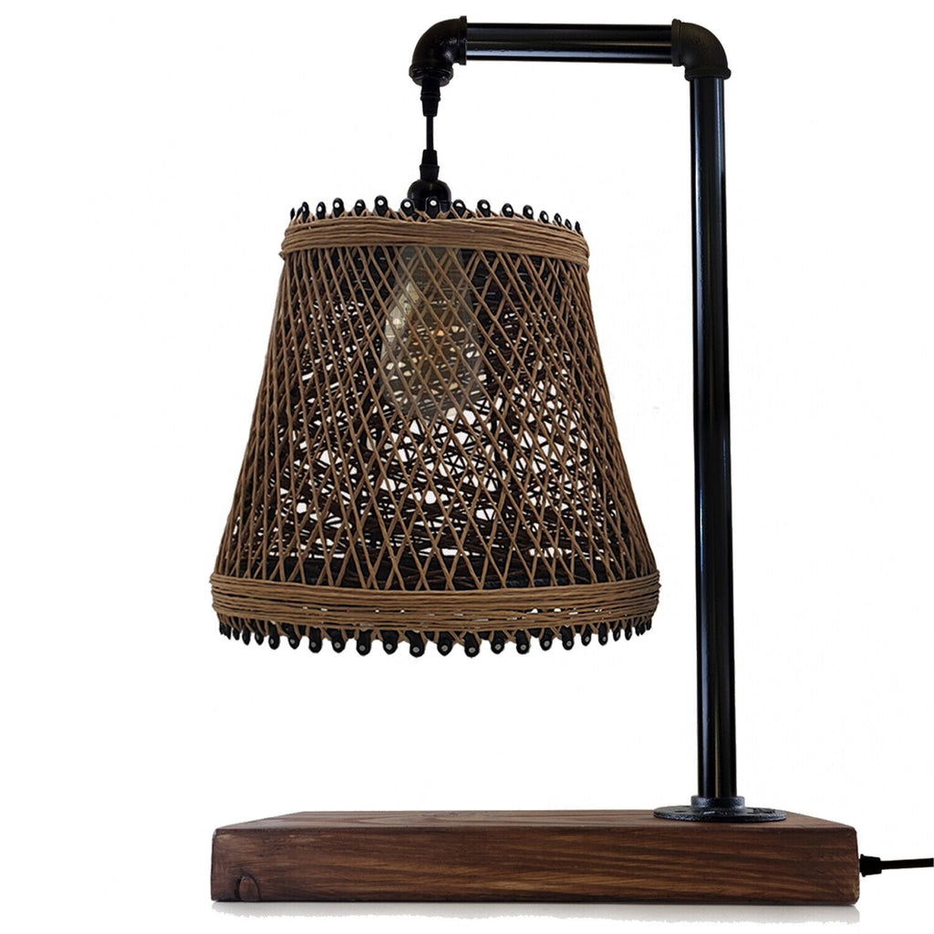 The Halston Lamp — Rattan & Industrial Pipe Design