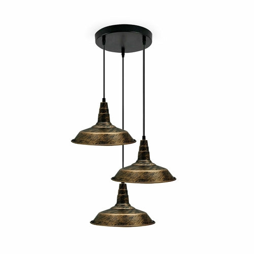 The Rosedale Pendant — Brushed Brass 3-Way Barn Cluster