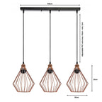 The Duskwire Bar — 3-Light Cage Pendant, Rose Gold