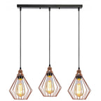The Duskwire Bar — 3-Light Cage Pendant, Rose Gold