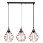 The Duskwire Bar — 3-Light Cage Pendant, Rose Gold