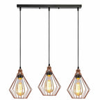 The Duskwire Bar — 3-Light Cage Pendant, Rose Gold