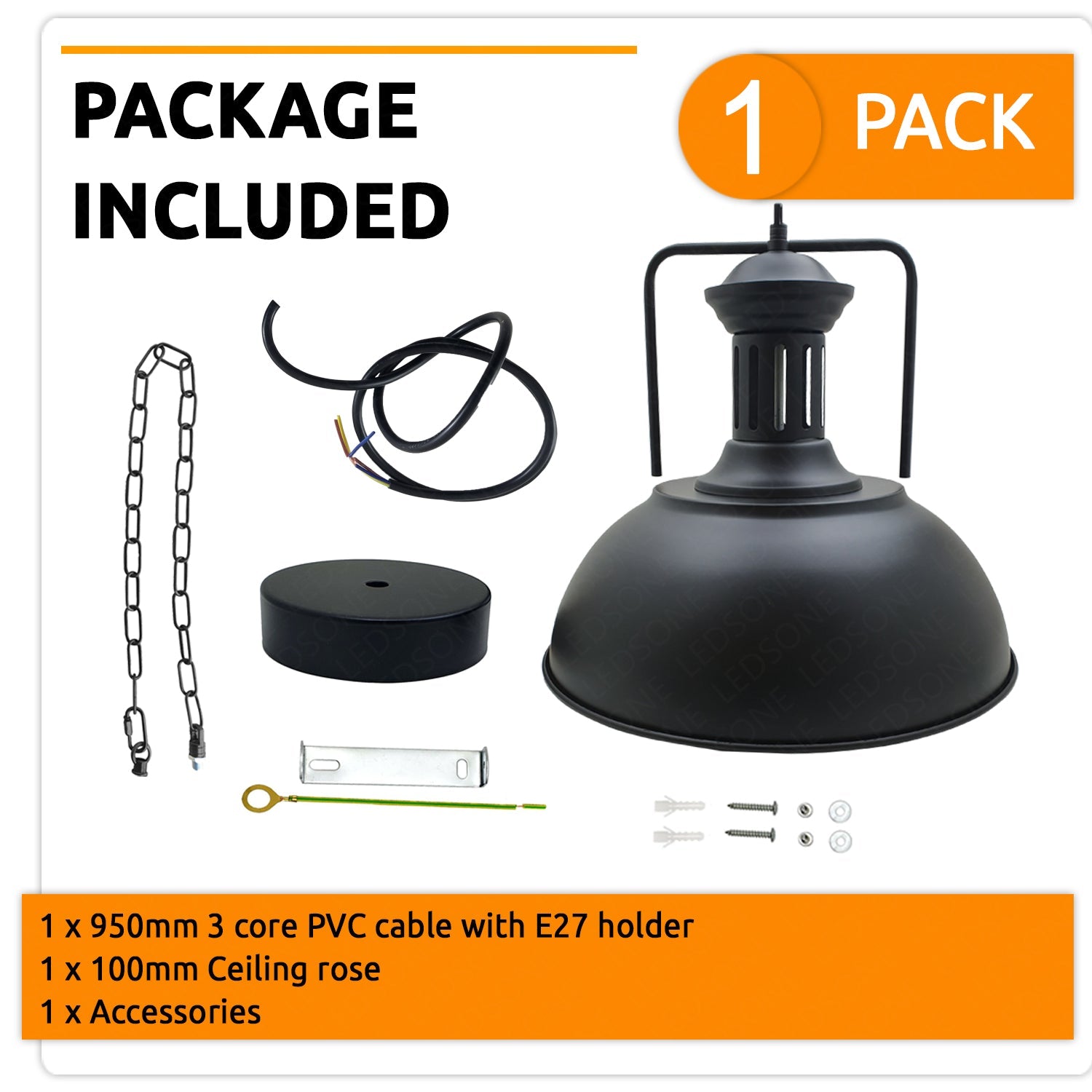 The Blackwell Pendant — Chain-Hung Industrial Dome Light