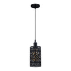 The Hollowmere Pendant — Black Perforated Cylinder Light