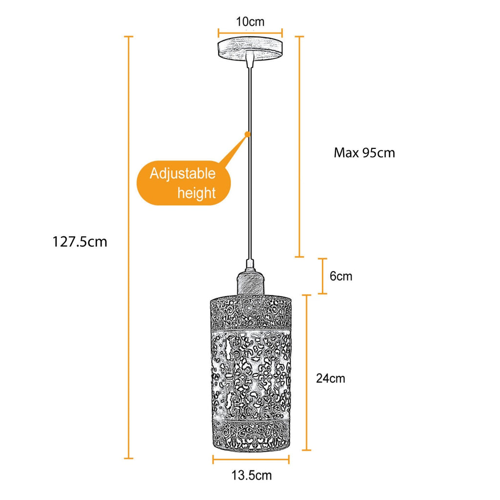 The Hollowmere Pendant — Black Perforated Cylinder Light