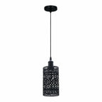 The Hollowmere Pendant — Black Perforated Cylinder Light