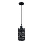 The Hollowmere Pendant — Black Perforated Cylinder Light