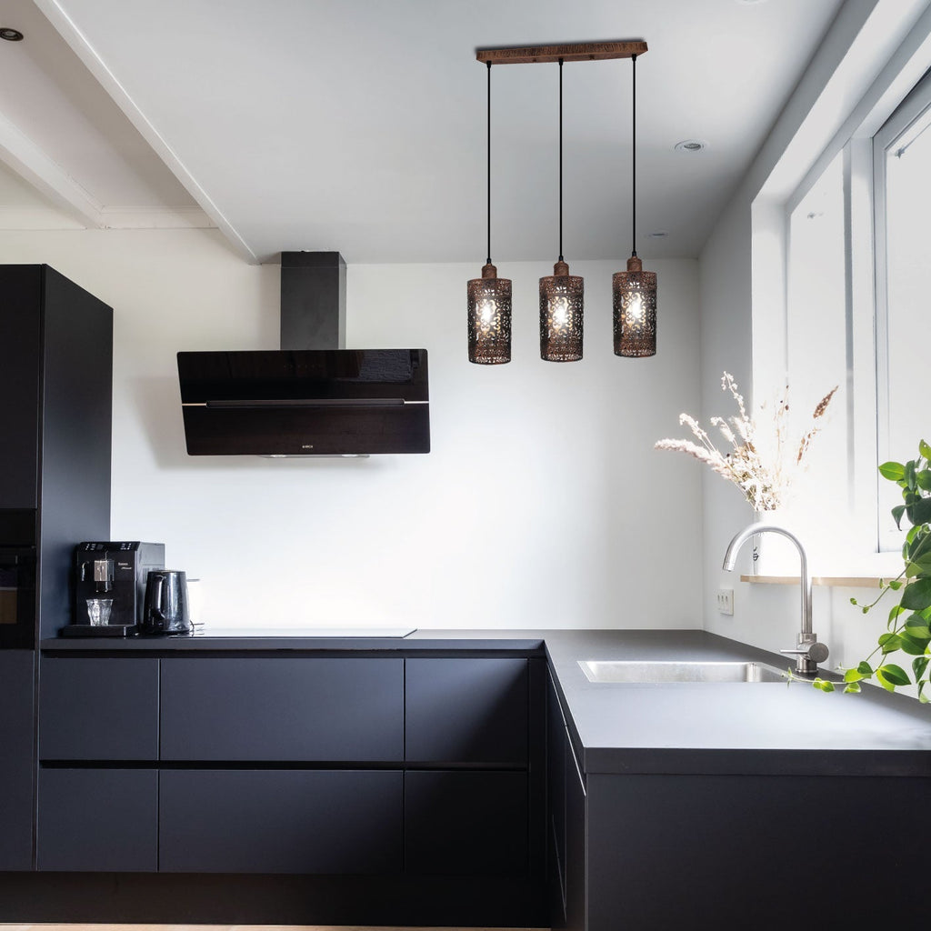 The Heritage - Rustic Red Triple-Pendant Fixture