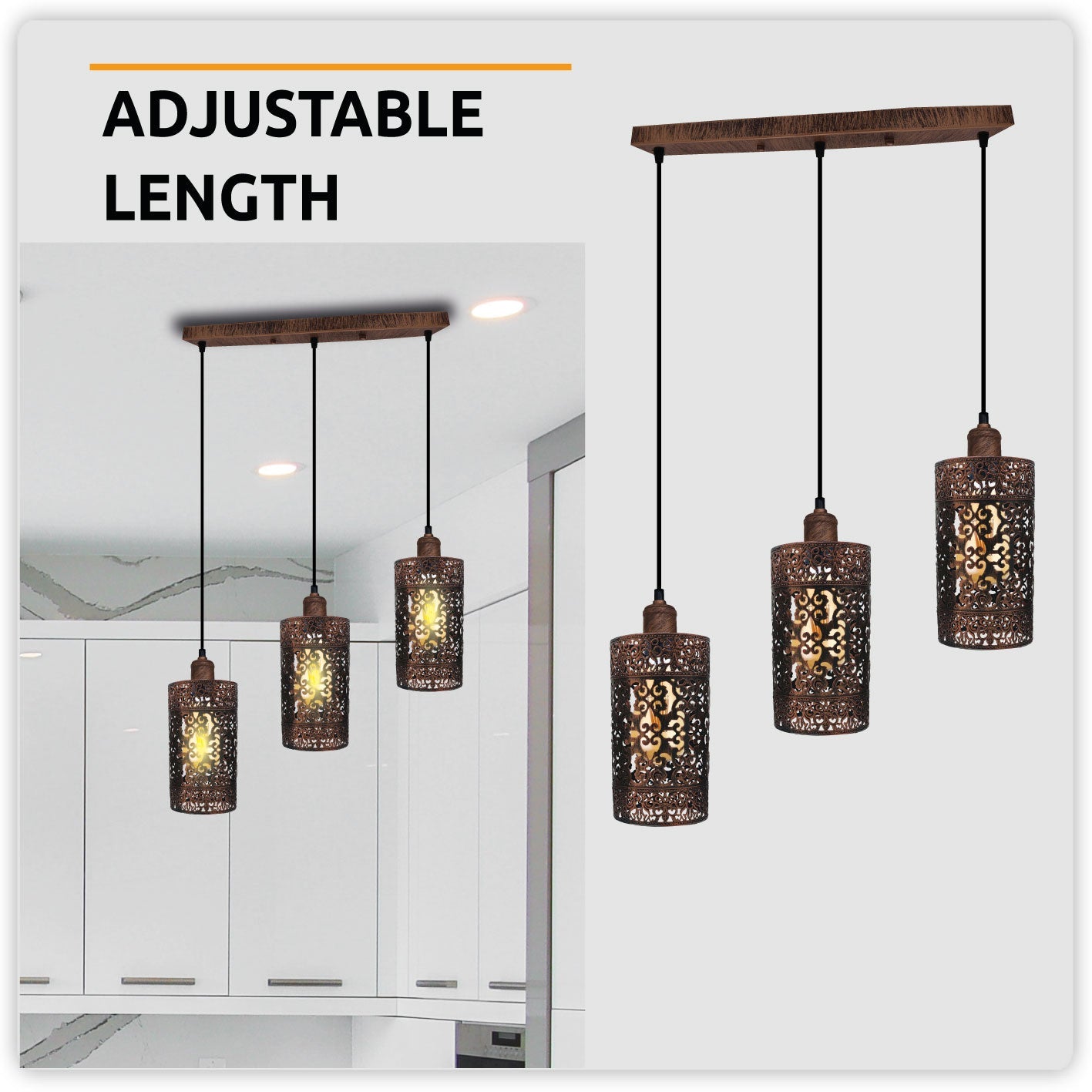 The Heritage - Rustic Red Triple-Pendant Fixture