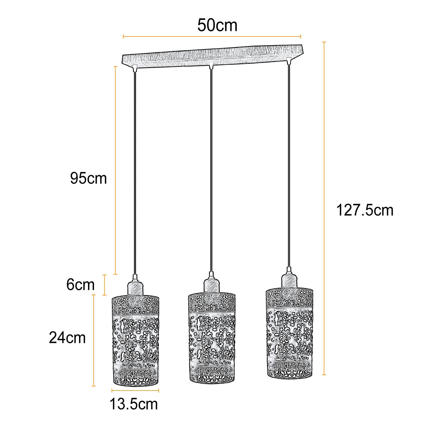 The Heritage - Rustic Red Triple-Pendant Fixture