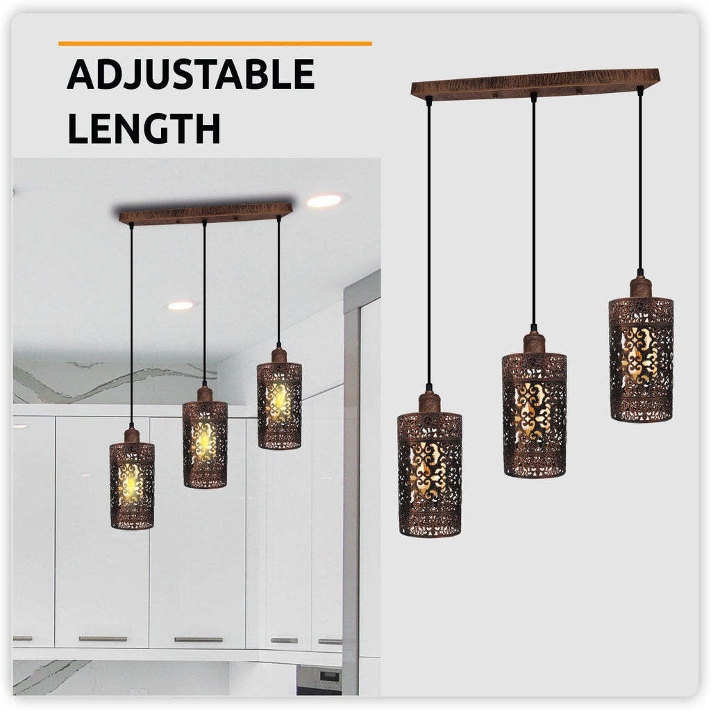 The Heritage - Rustic Red Triple-Pendant Fixture