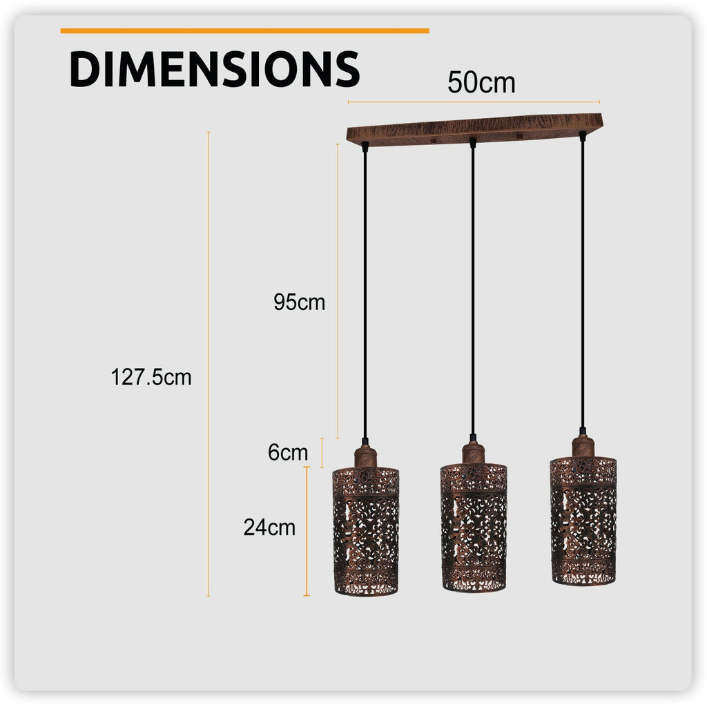 The Heritage - Rustic Red Triple-Pendant Fixture
