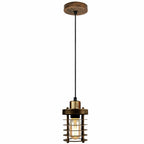 The Aldric Pendant — Ribbed Cage, Brushed Copper
