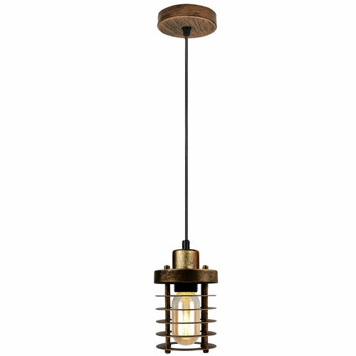 The Aldric Pendant — Ribbed Cage, Brushed Copper