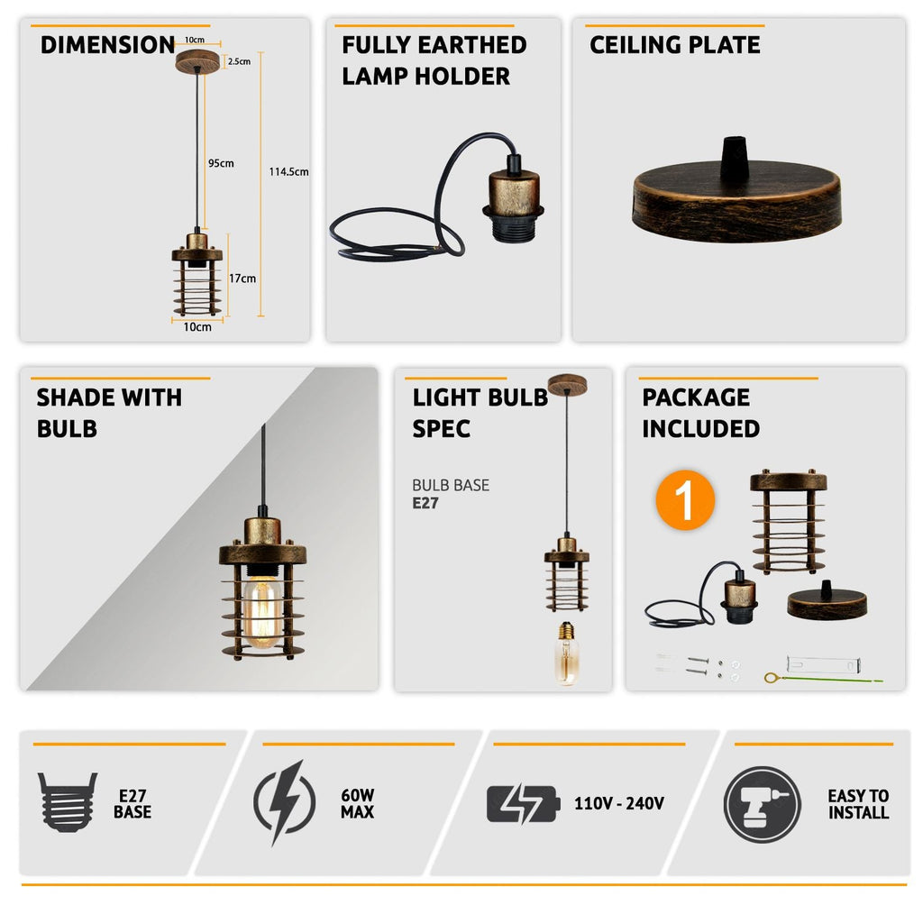 The Aldric Pendant — Ribbed Cage, Brushed Copper
