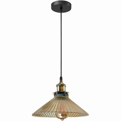 The Winterbourne Pendant — Ribbed Amber Glass Ceiling Light