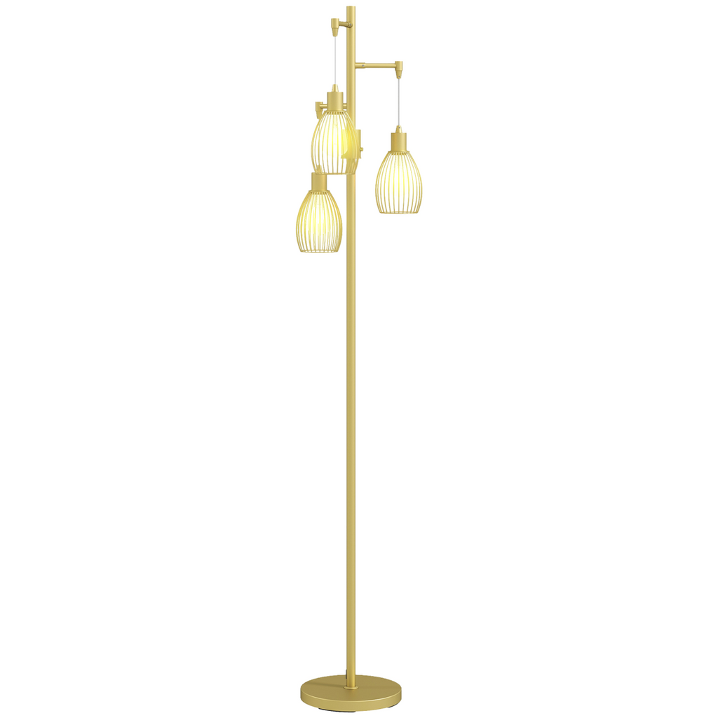 The Corvin Floor Lamp — 3-Cage Industrial Standing Lamp