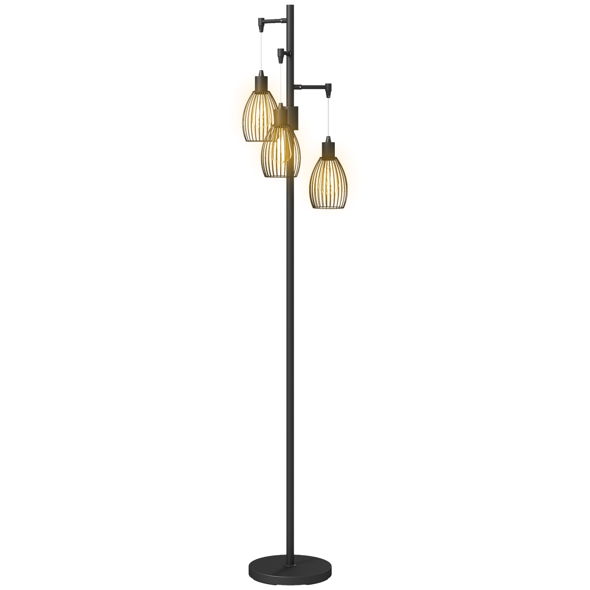The Corvin Floor Lamp — 3-Cage Industrial Standing Lamp
