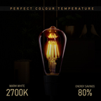 Clerkenwell — Vintage ST64 Amber Glass LED Bulbs, E27 Dimmable 2700K, Pack of 3