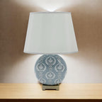 The Oldcastle Table Lamp — Grey Damask Ceramic Accent Lamp