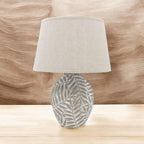 The Fern Lamp — Ceramic Base, Linen Shade