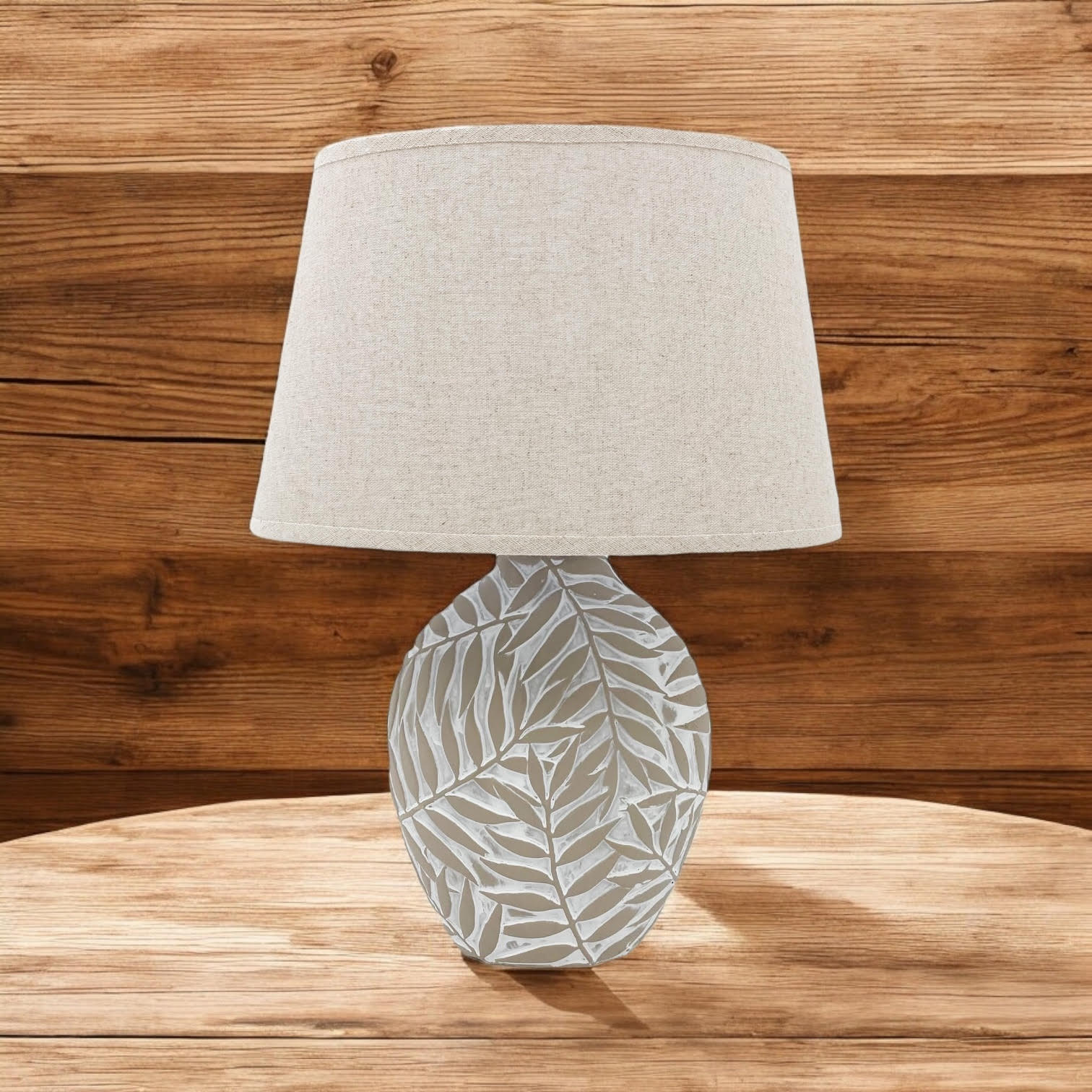 The Fern Lamp — Ceramic Base, Linen Shade
