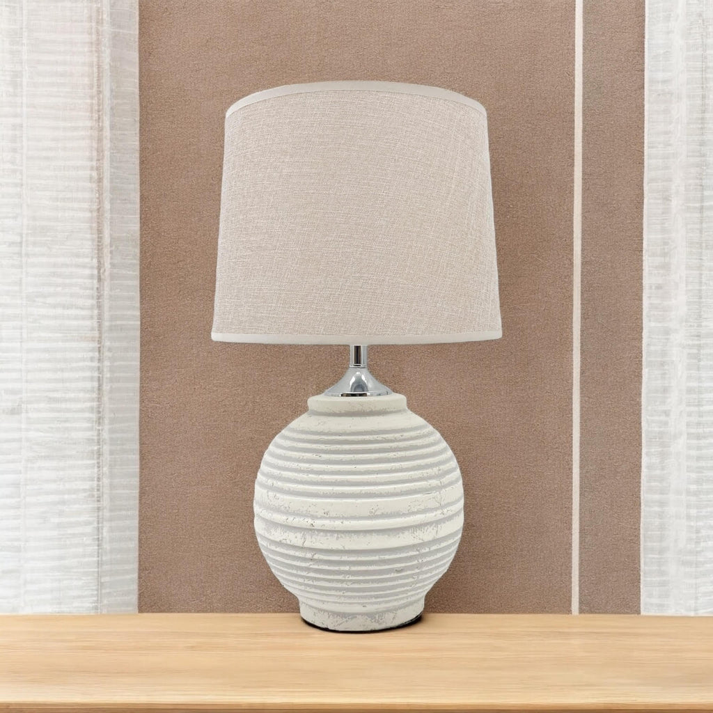 The Marlowe Table Lamp — Ribbed Ceramic with Linen Shade