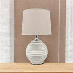 The Marlowe Table Lamp — Ribbed Ceramic with Linen Shade