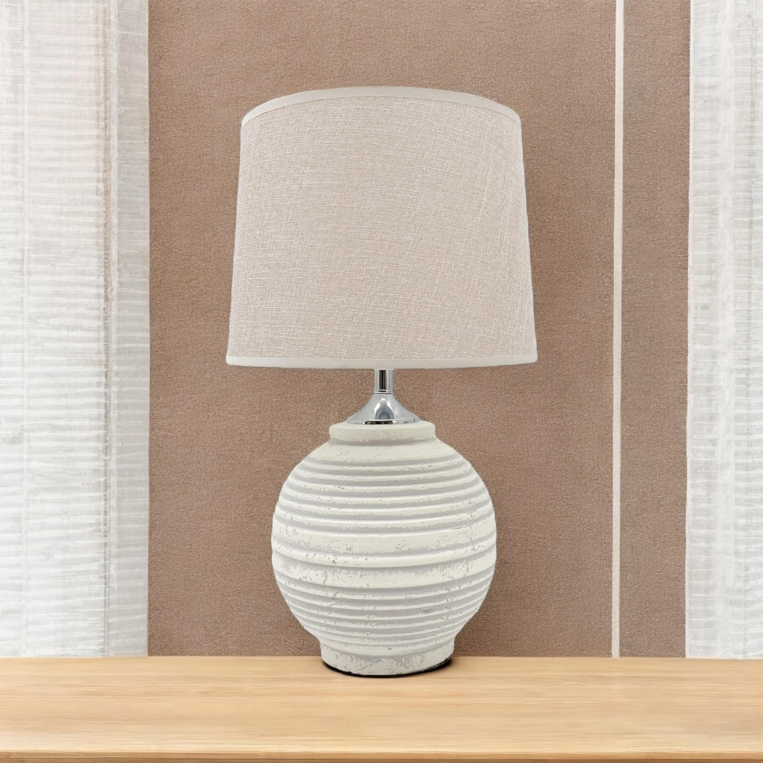 The Marlowe Table Lamp — Ribbed Ceramic with Linen Shade