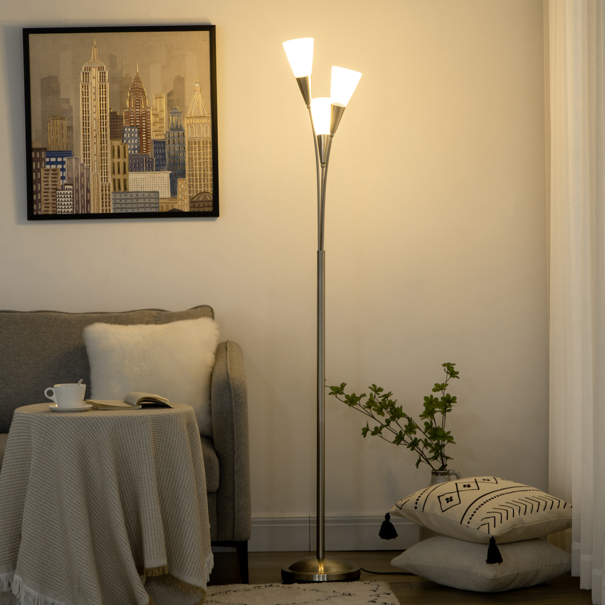 The Prentiss Floor Lamp — 3-Cone Uplighter Standing Lamp