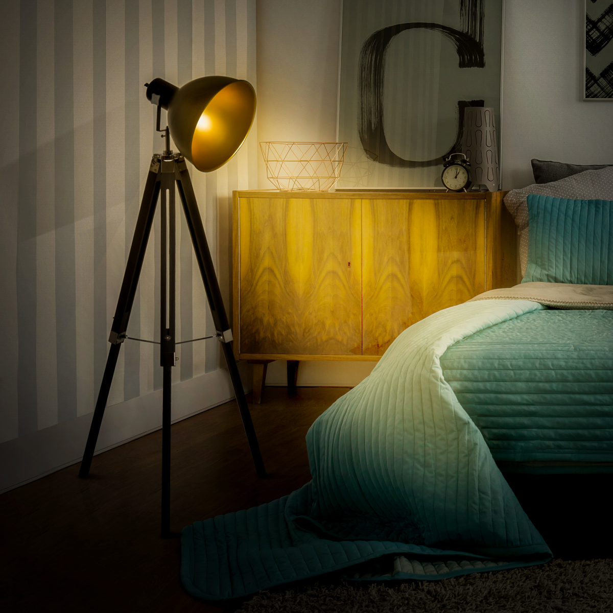 The Sheldon Floor Lamp — Dome Shade Tripod Standing Lamp