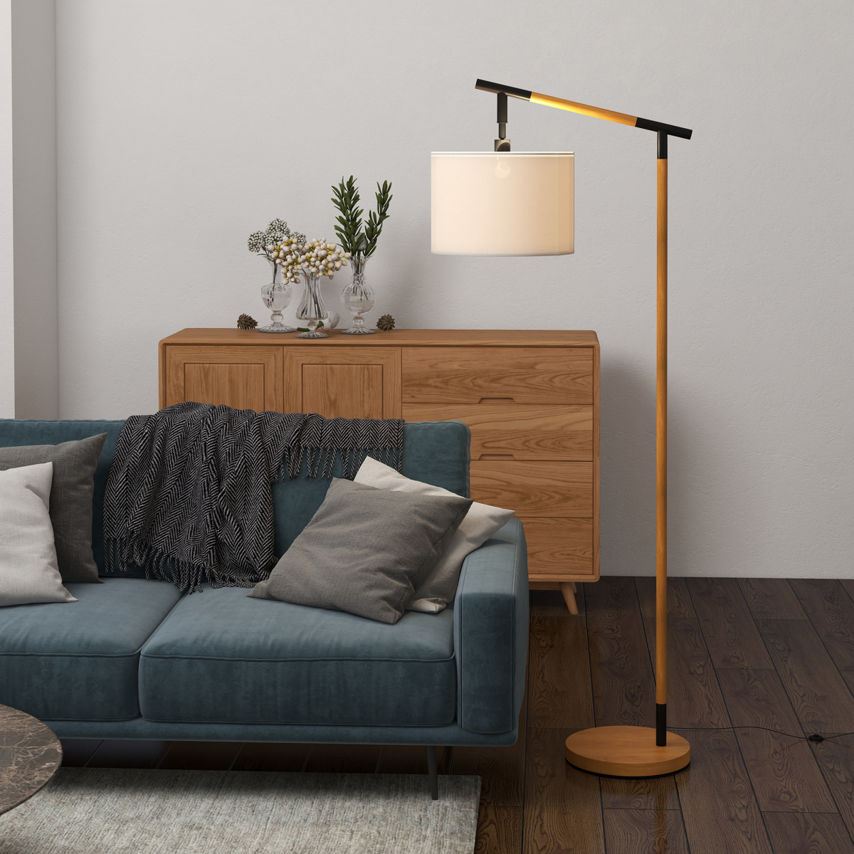 The Winslet Floor Lamp — Rotating Drum Shade Standing Lamp