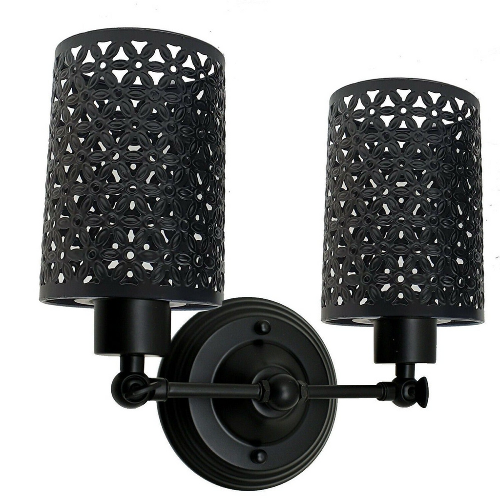 The Ashcombe Twin — 2-Light Black Filigree Wall Sconce