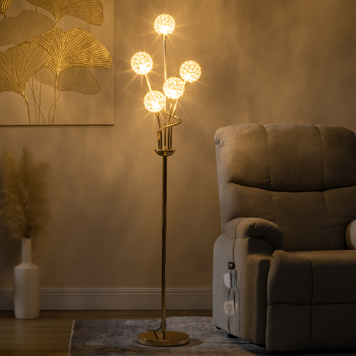 The Aveline Floor Lamp — 5-Light Crystal Bloom Standing Lamp