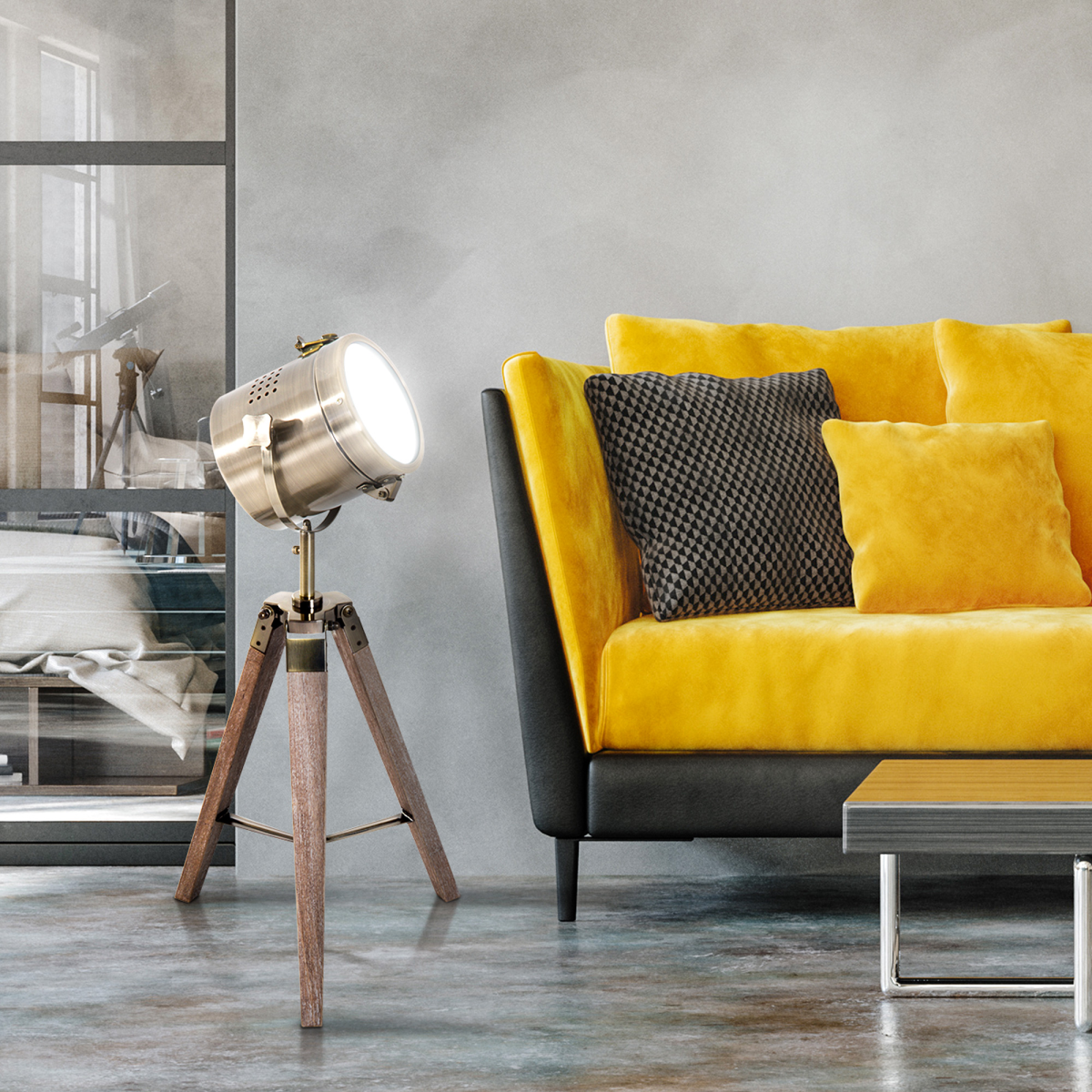 The Beckett Floor Lamp — Vintage Tripod Spotlight Standing Lamp