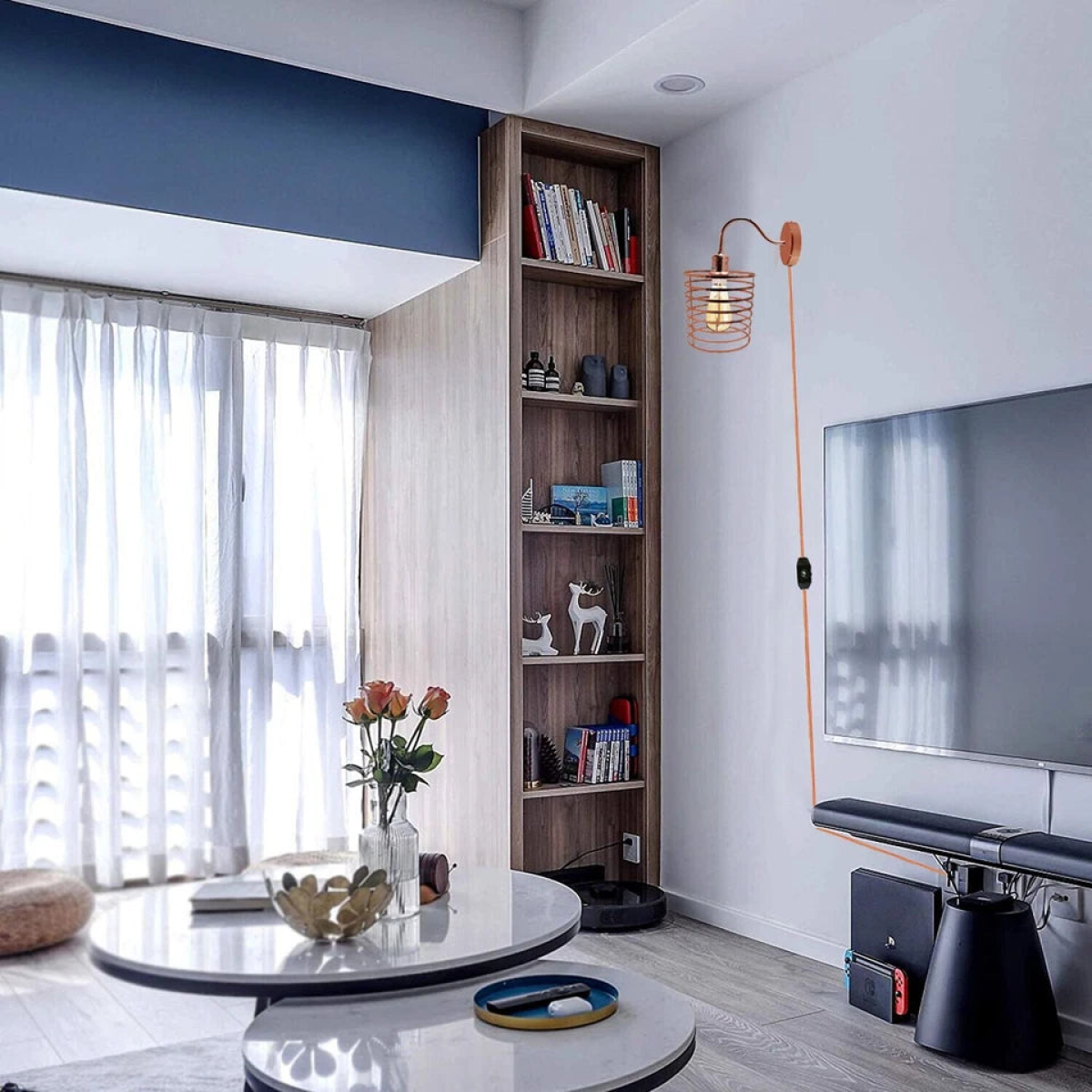 The Rosecliff Sconce — Rose Gold Plug-In Wall Light
