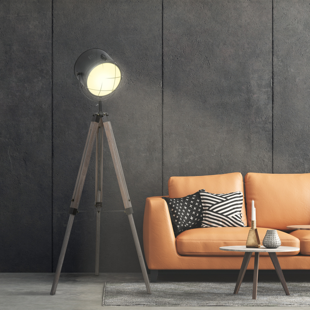 The Callahan Floor Lamp — Pine Tripod Spotlight Standing Lamp